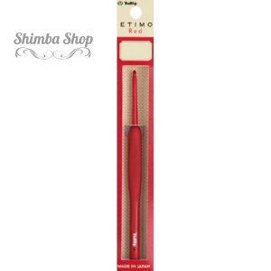 Крючок для вязания Tulip ETIMO RED с прорезиненной ручкой, красный